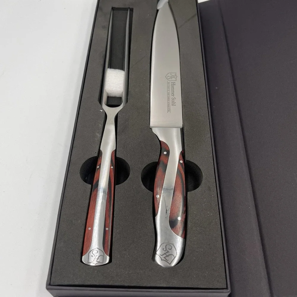 Hammer Stahl Carving Knife & Fork Gift Set Stainless Steel In Original Box NEW